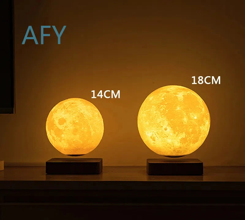 Lampe lune sur table de chevet ambiance chambre