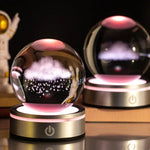 veilleuses boule cristal galactique planètes étoiles moderne lumière led transparentes enfants chambre deco table