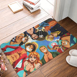 tapis sol antidérapant one piece zoro épées croisées moderne vert noir blanc