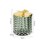 bougie élégante verre transparent perlée dorée papillon vert rose