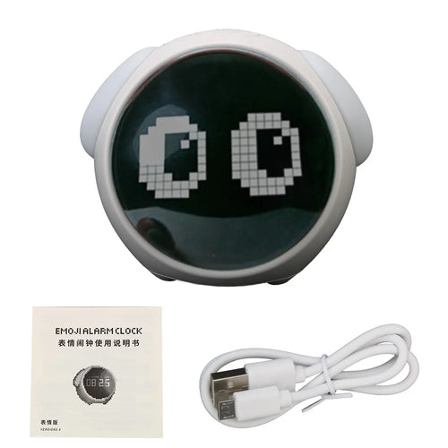 horloge numérique moderne rose noir affichage led luminoise boutons réglages alarme.volume