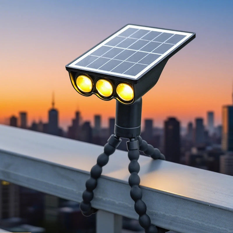 projecteur solaire led moderne fixe tentacules ip65 extérieur noir lumiere jardin