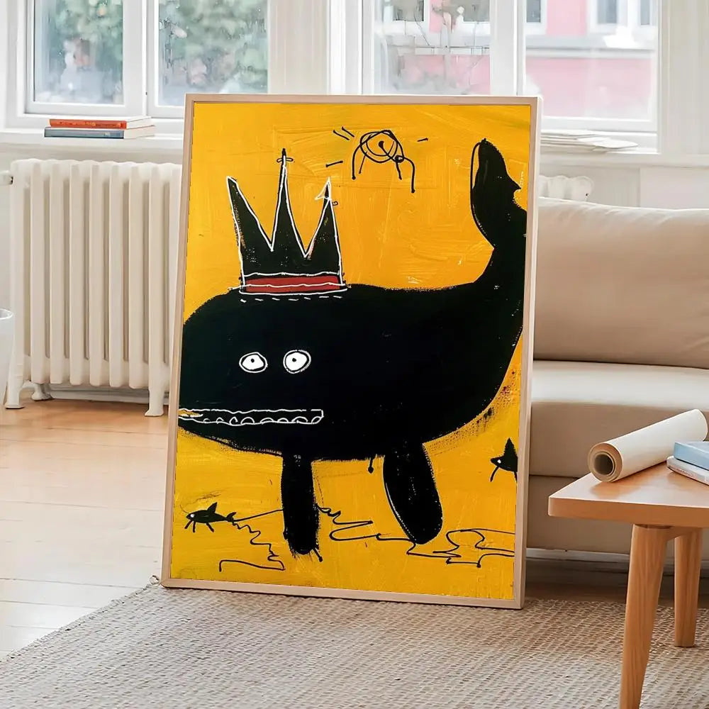 affiche art moderne pop dessin animé abstraite couleur noir jaune rouge self adhesive chambre