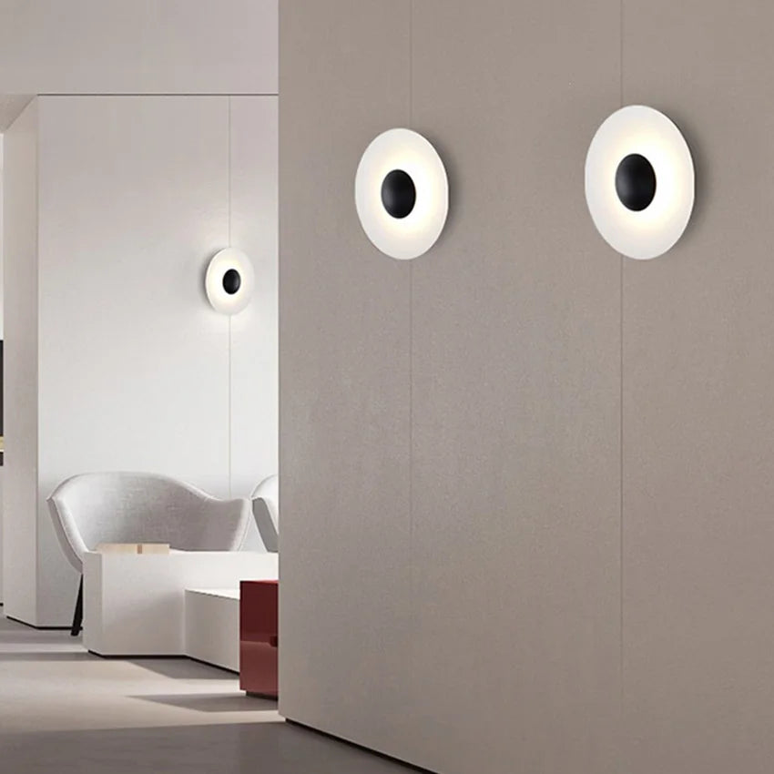 Applique murale LED ronde contemporaine blanc noir marron doré éclairage quotidien cuisine salle manger