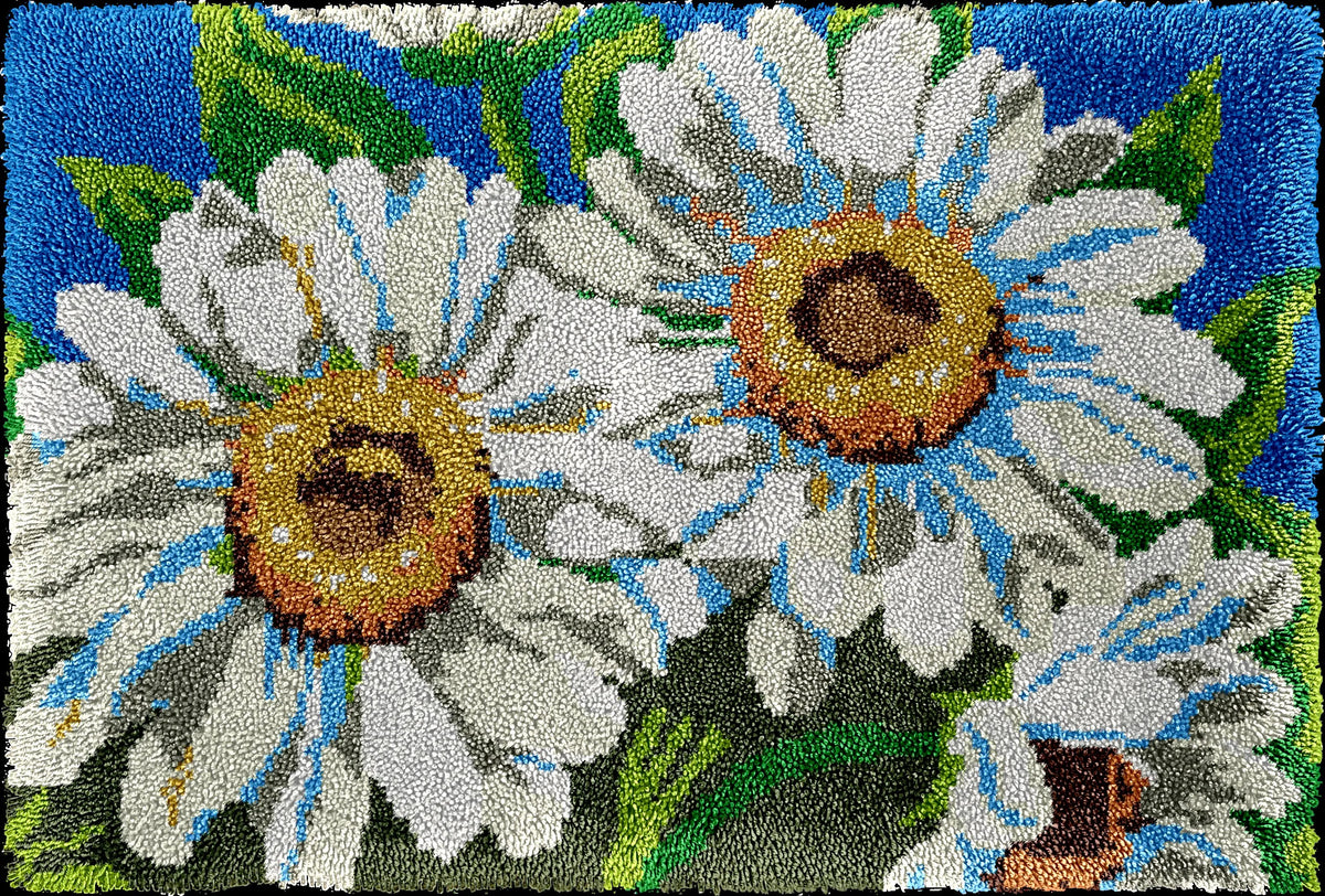 kit crochet laine tapis fleurs coussin coeur kit couture diy création maison moderne
