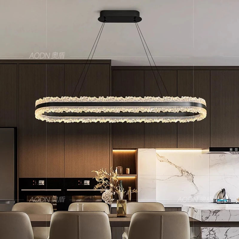suspension lumineuse moderne cristaux dorés translucide noir pendentif chaines 110cm 40cm 60cm 80cm