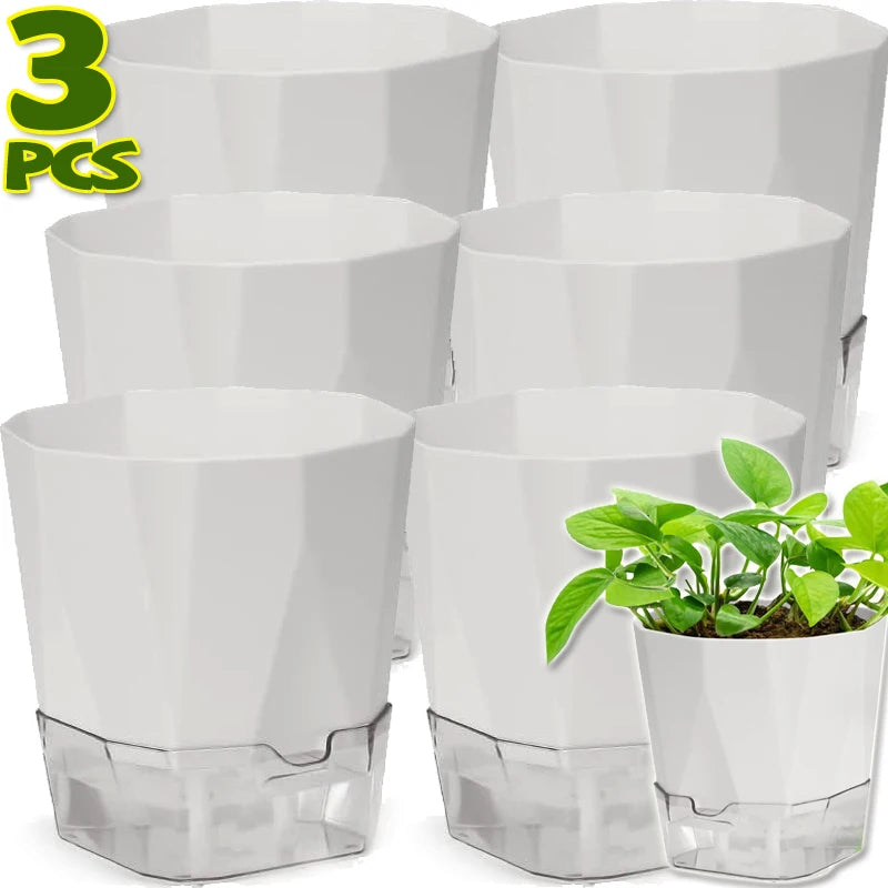 pots auto arrosants fleurs plastique pet blanc modernes sans fixation coton pince couteau plante