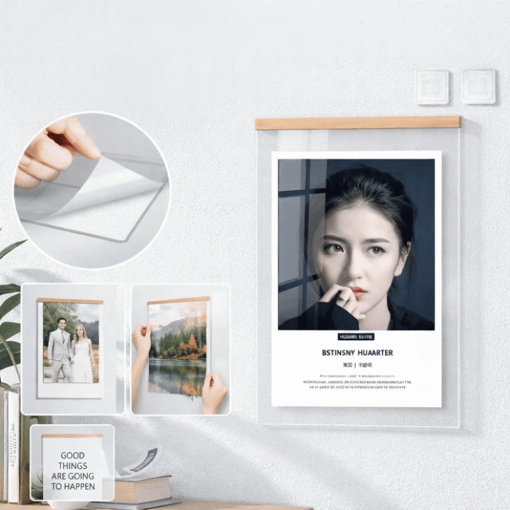 panneau acrylique transparent moderne clips cadre photo a4 a5 a6 horizontal vertical decoration intérieure
