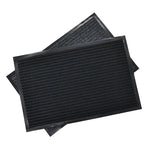 tapis d'entrée noir rayures horizontales moderne antidérapant latex polyester 40x60cm