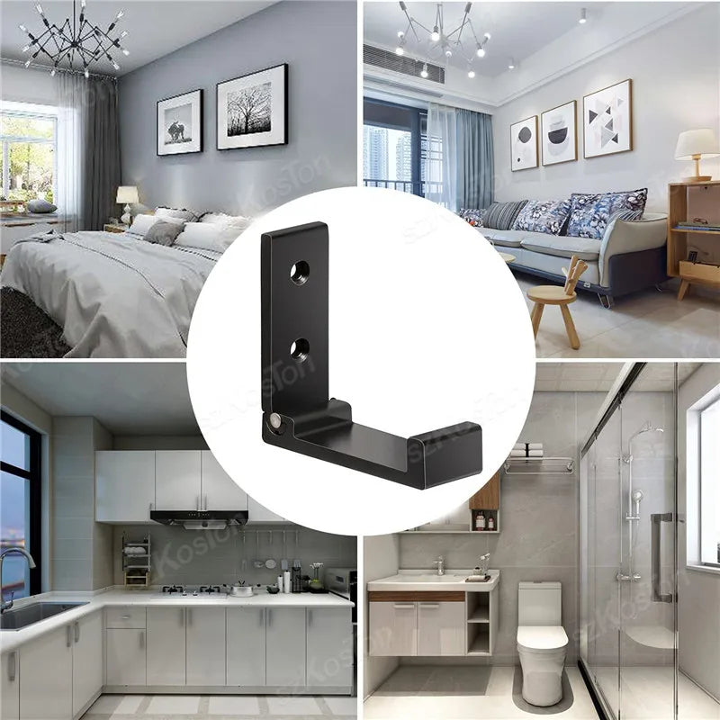 support mural pliable moderne vis fixations noir crochets peignoirs salle bain cuisine gọn lại
