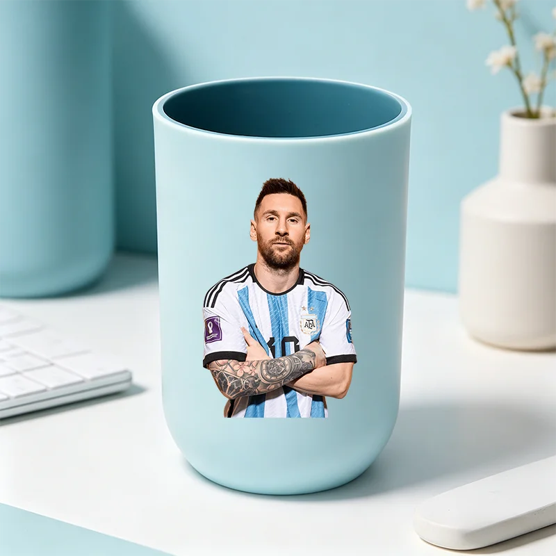tasse unisexe moderne messi football bleu clair tasse eau brosse dents salle bain ornement