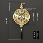 horloge murale or chinois moderne ornements fleurs arabes noirsOpaque