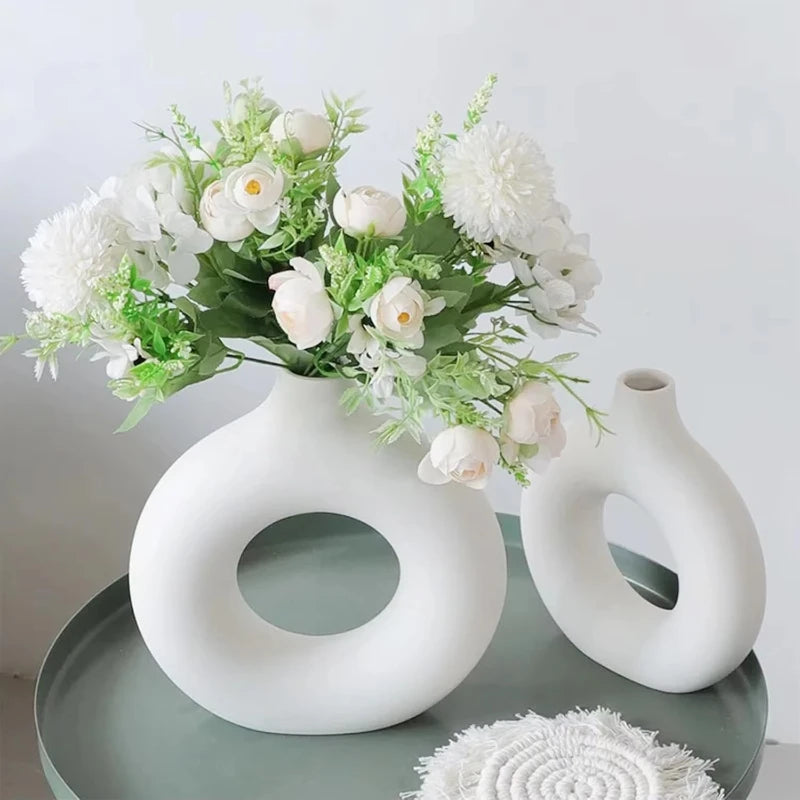 vase silicone couleur blanc rose vert bleu moderne minimaliste opacité simple deco faux fleurs