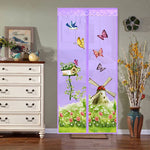 rideau porte anti moustiques motifs animaux clips magnétiques violet vert bleu moderne décoratif