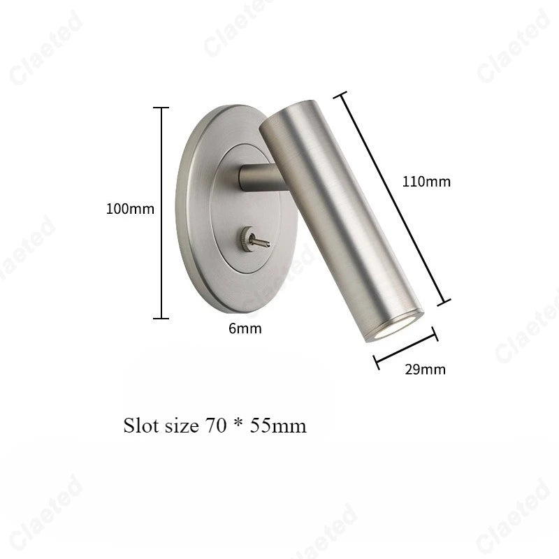 lampe murale moderne bronze lisse éclairage chambre étude interrupteur rotatif led 249lm 90260v