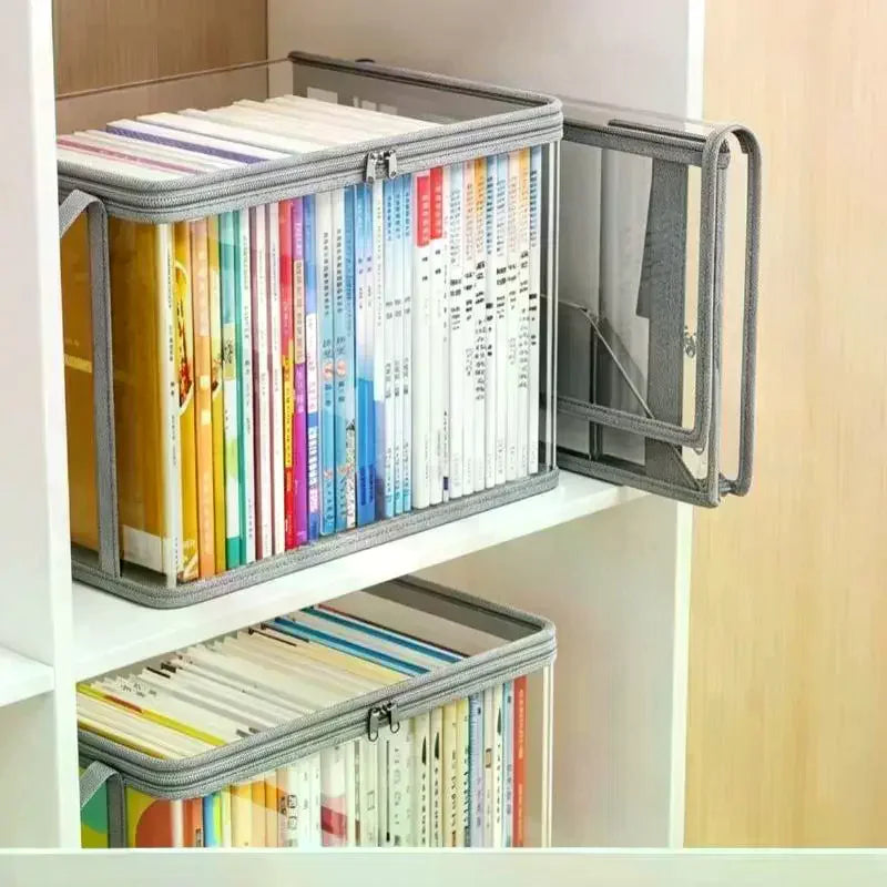 boîtes rangement disques compacts gris clair moderne pratique poignées détachables organisation domestique sans poussière