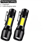 lampe torche noire rechargeable zoomable lumières led modes strobe campingurgence