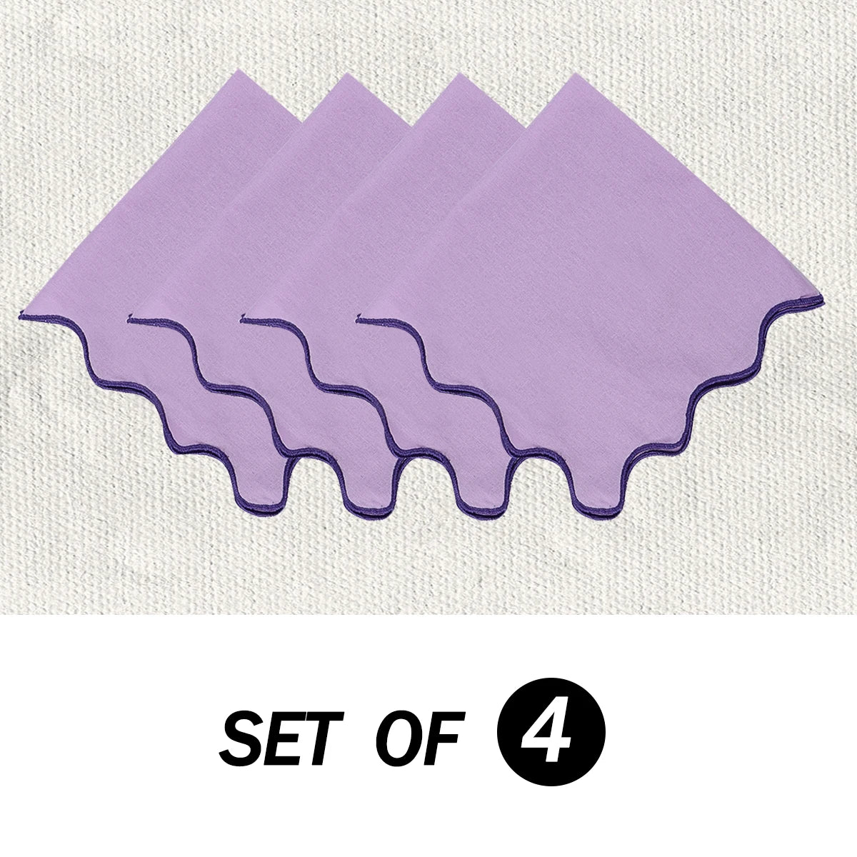 serviette violet bordures ondulées moderne 18x18 pouces table mariage festive lavable coton lin