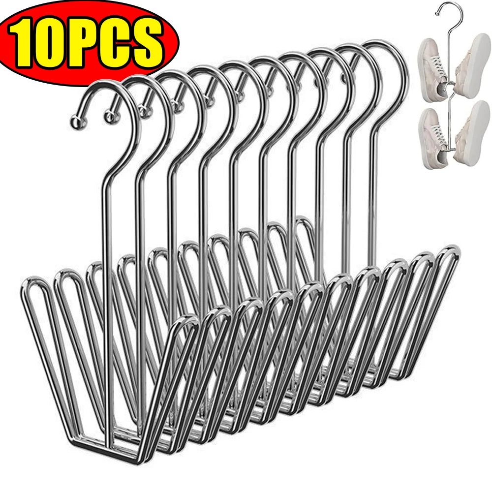 porte souliers argenté moderne réutilisable tringle fixe cintre chaussures séchoir gain place organiser déshumidifier