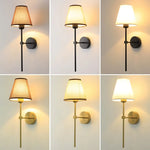 applique murale moderne or noir beige toile lin lampe abat jour