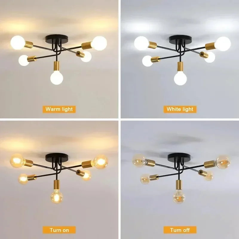 lampe moderne or noir sphères blanches structure métallique trois ampoules chambre étude moderne