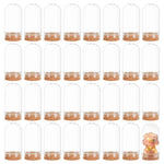 cloches verre transparent liège personnages sculptés fleurs artificielles couples blanc rose vert