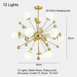 suspension lumineuse moderne or blanc 18 lumières structure radiale scandinave