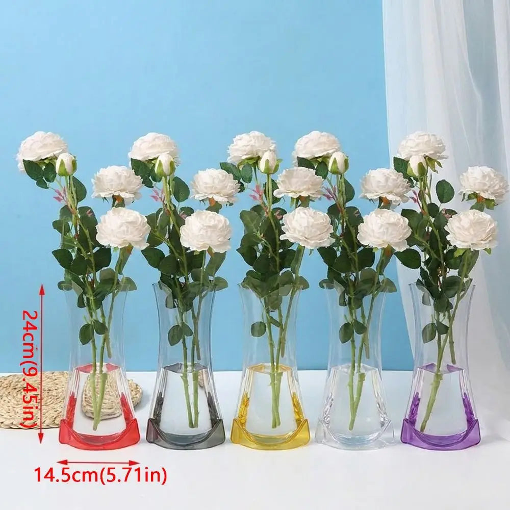 vases pliables transparents modernes rouge gris orange violet 24cm 14.5cm
