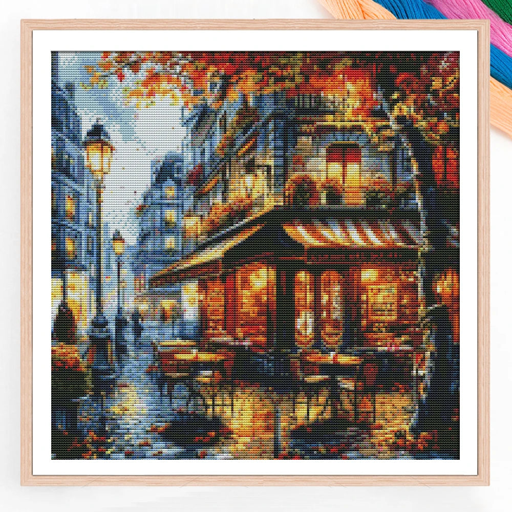 broderie scénique peinture urbaine toile instructions aiguilles ruban moderne multicolore automne