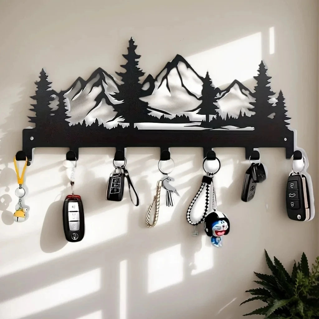 Porte-clé mural en métal kaki foncé avec crochet unique