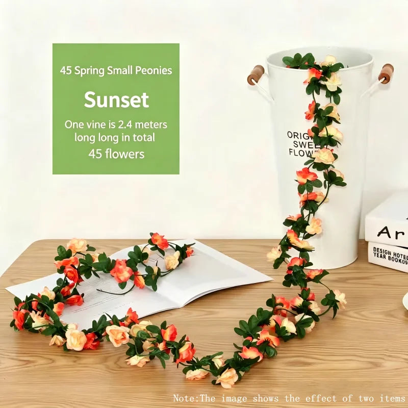 guirlande artificielle roses blanches vertes mariage décoration intérieure diy fleurs feuilles adhésif floral