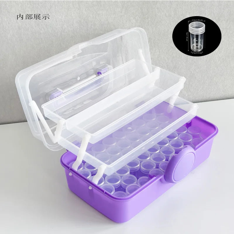 boîte rangement 25 compartiments violet rose pratique moderne boucle plastique lisse