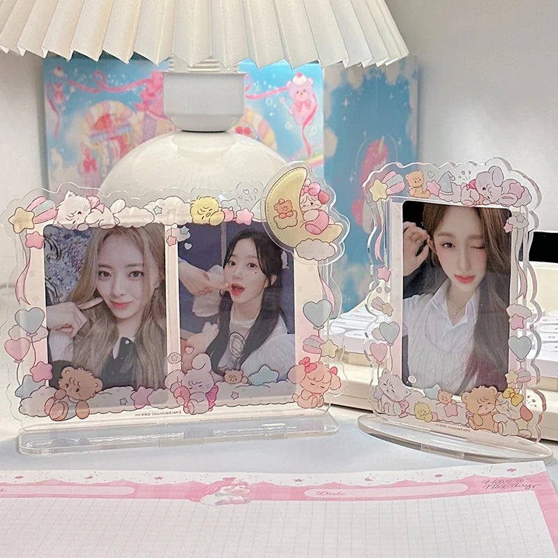 cadre photo transparent kpop coeurs ours nuages rubans love story clips kawaii mignon romantique