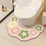 tapis toilette antidérapant absorbant eau motif fleurs moderne salle bain rapide sèche tapis sol