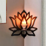 étagère murale décorative lotus bois noir bohème spirituel fixations murales découpes texturées