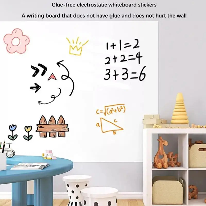 tableau blanc électrostatique adhésif statique réutilisable surface lisse moderne crayon nuages maison animaux personnage