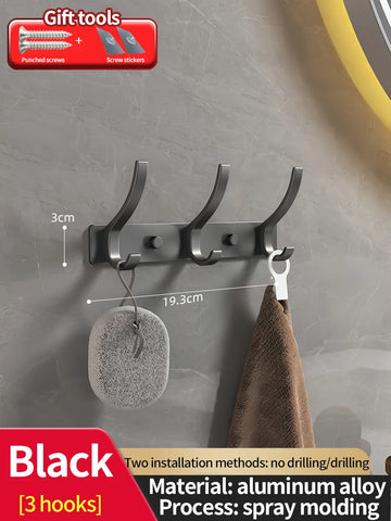 porte sacs porte clés adhésif mur sans perçage gris métallisé moderne minimaliste crochets aluminium
