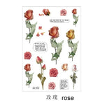 sticker decoratif fleur seche vintage romantique violet rose jaune beige vert adhesif individuel