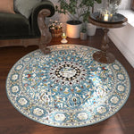 tapis rond ornements floraux multicolore moderne salon chambre extérieur lavable polyester polypropylène