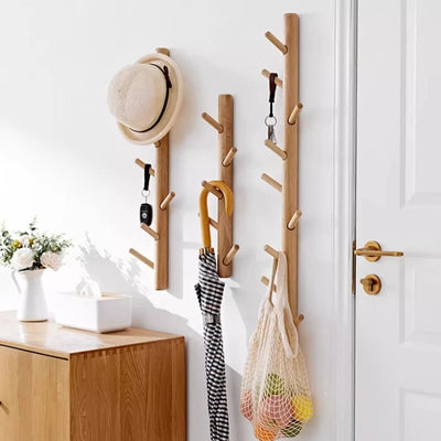 Porte-manteau mural bois branche design arbre entrée