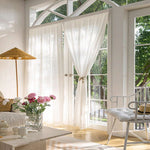 rideau blanc transparent moderne polyester salon chambre sans perçage