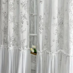 rideau blanc papillon transparent japonais fleurs broderie chambre salon anneaux bordure décorative polyester