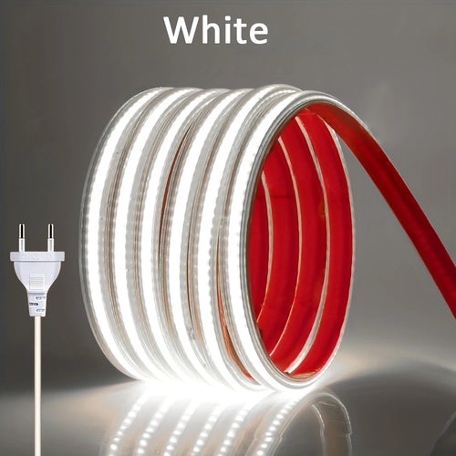 ruban led flexible cob 220v autocollant blanc chaud salon cuisine chambre moderne