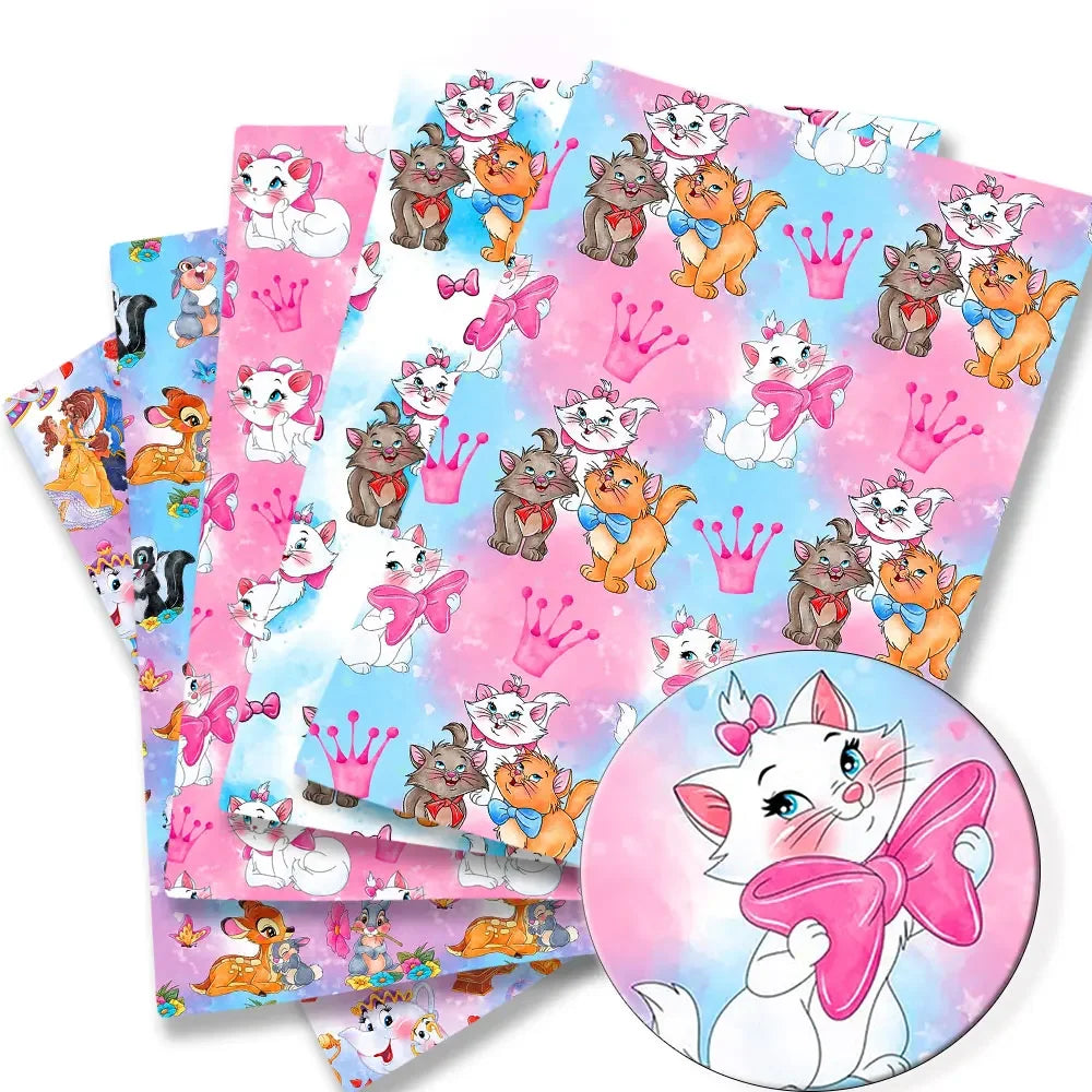 tissu coton polyester motif chatons roses couronnes rubans couture bricolage enfant 140x50cm