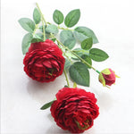 Bouquet artificiel roses feuilles vertes mariage décoration maison blanc rouge roseclair