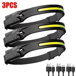 lampe frontale rechargeable led noire jaune mode nuit camping pêche extérieur USB cable sortie