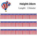 guirlande fête rouge blanc bleu rayures étoiles adhésif décoration patriotique 30cm longueur variable