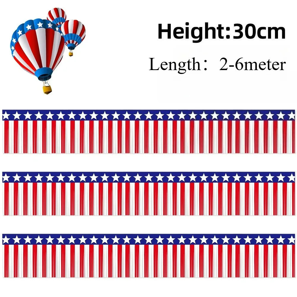 guirlande fête rouge blanc bleu rayures étoiles adhésif décoration patriotique 30cm longueur variable