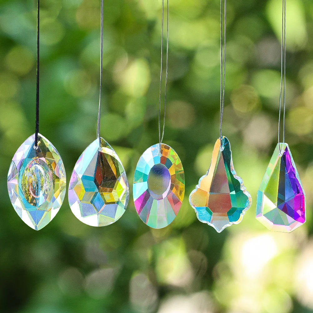 pendants décoratifs cristal transparent arc ciel facettes modernes élégants anti oiseaux