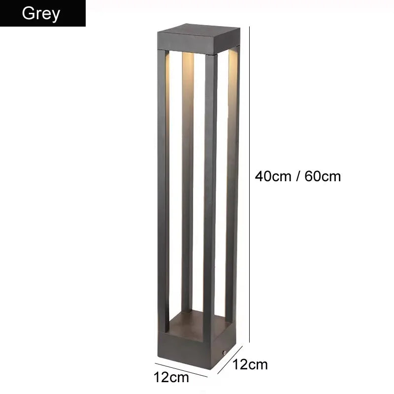 lampe extérieure led moderne noir gris rayures verticales ip65 12x12cm 60cm 40cm